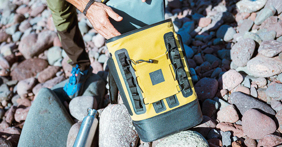 Red Original waterproof cool bag backpack in mustard