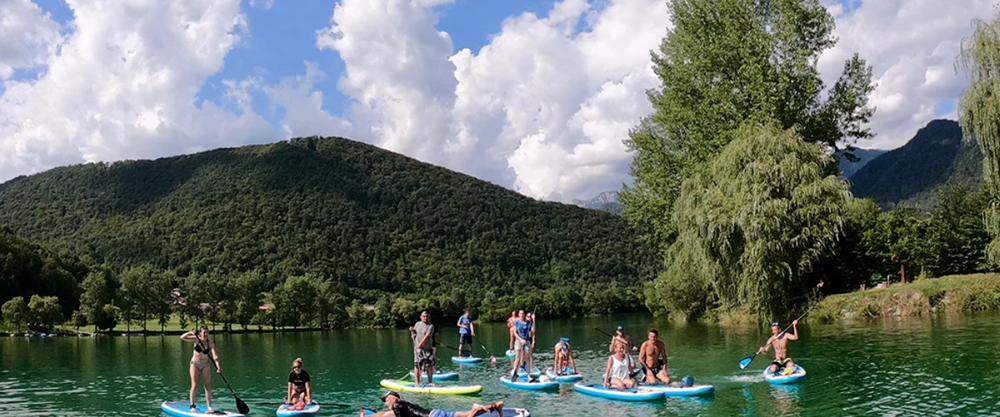 Paddleboarding in Soca Valley, Most na Soci