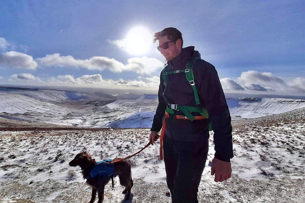 Man Hiking With Dog